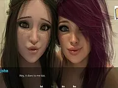 the brunette girlfriend discovers john's secret in this hentai adventure