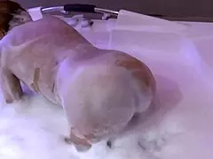 beautiful stepmother in the motel jacuzzi masturbates before getting fucked