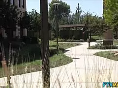 Busty Milf Toys Outdoors In Heels And Glasses