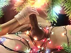 My neighbor surprises me with a christmas handjob and blowjob. Homemade roleplay in sexy lingerie.