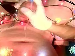 My neighbor surprises me with a christmas handjob and blowjob. Homemade roleplay in sexy lingerie.