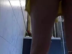 Hot new sexy blonde wife switches panties in bathroom! 😍