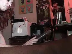 this slut sucks a big cock so good, licking and cumming in an interracial amateur couple scene