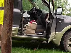 outdoors voyeur catches two mature lesbians filming porn with fat milf's ass...