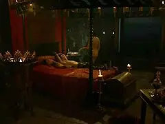 Carice Van Houten as Melisandre in steamy Game of Thrones car scene.