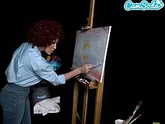 i'm ryan keely cosplayin as bob ross, gettin horny durin the paintin tutorial!