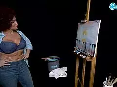 i'm ryan keely cosplayin as bob ross, gettin horny durin the paintin tutorial!