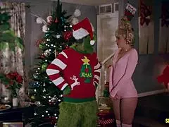 In this grinch parody, blonde milf with big tits gets monster cock in group scene