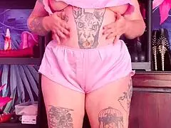 just teasing in silk pajamas, showing off my curvy vibes