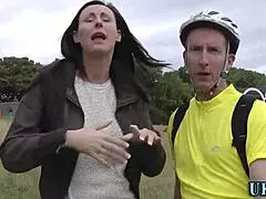 British milf in heels gives blowjob for facial on stockings