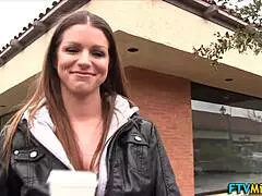 Busty milf toys her pussy outdoors in POV