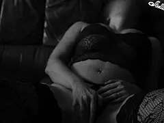 Busty milf masturbates with dildo in lingerie