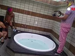 experienced cougar with tattooed young guy wallif santos, big dick scene