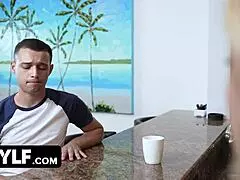 gorgeous milf slut jumps on her stepson and makes him cum inside her mature pussy?