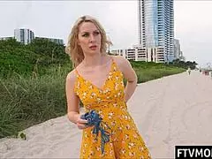 Hot Milf Flashing Her Body in Public Beach Scene