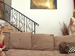 this xxx cougar milf housewife hooks up with a blonde for rough play