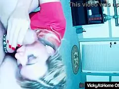 Milf vicky vette gives blowjob and gets cum in mouth, oh no