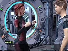 stranded in space holding hands with asian scientist milf in 3d