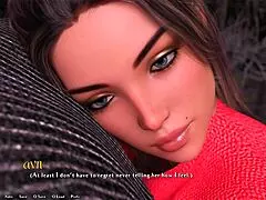 cute brunette explores game outfit in 3d cartoon adventure