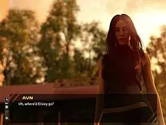 Stunning brunette in taboo hentai game discussing old days