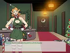 Oh wow, naughty elf seduces sexy santa wife in claus secret xmas hentai game episode one!
