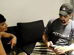 The maid seduces the wife in a hardcore group scene, part one.