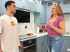 Hey, this horny housewife is banging newcomer Nina Starr like crazy!