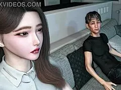 3D Horny Slut Asian Whore Cheats with Big Cock Squirting