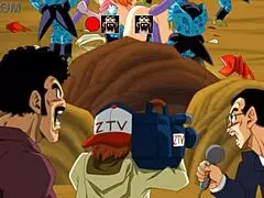 bulma's adventure where mr satan watches his agent miss piiza pizza get gangbanged at the cell games