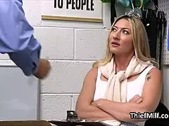 blonde cougar loves riding officer's fat dick right on the office desk.