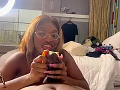 Exclamatory-Provocative Two Throat Goat Baddies Compete in Dick Sucking Contest with Boyfriends Judging! Who Wins?