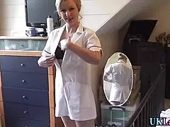 British nurse, are you ready to suck cock in heels? Hospital fun awaits with this mature milf!