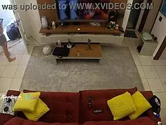 hot wife thay ksada lets delivery man suck her on sofa