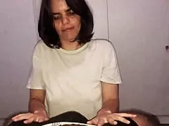 Midnight blowjob turns wild with curvy wife gagging hard in homemade POV.