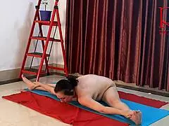 Holy! Regina Noir Strips for Nude Yoga in White Panties at Gym