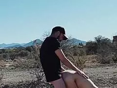 Risky outdoor fun caught on the roadside with blonde wife