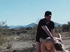 Risky outdoor fun caught on the roadside with blonde wife