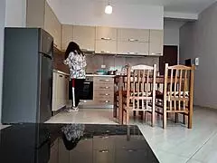 Stepmom's shocked seeing stepson's huge dick in kitchen, OMG! 😲
