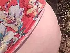 Amateur couple does blowjob and doggy style with cum in mouth outdoors