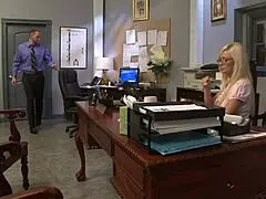 Yo, Angelina Ash got cum splashed on her ass after banging coworker hard