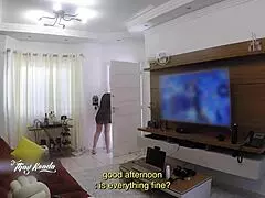 Hot wife Thay Ksada steps out of shower in nightgown. She surprises the delivery man today.