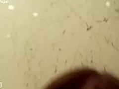 I fucked my milf girlfriend in the bathroom before she left, making her moan with big tits.