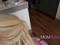 blondie with big booty receives warm blowjob