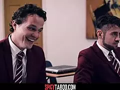 Busty mature teacher Dee Williams gets overwhelmed by four eager students in a wild gangbang.