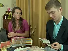 Young Brunette Beauty Sucking Cock in Bed