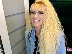 petite blonde sassy fingers herself and swallows hard cock