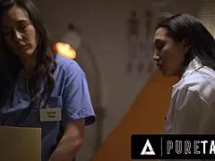 Pure Taboo Doctor Vicki Chase Forces Nurse Sinn Sage into Office Licking