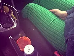 Busty French amateur stepmom gropes stepson’s cock in car during ride