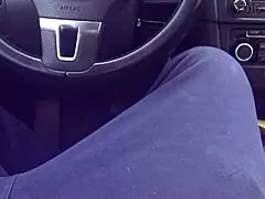 Busty French amateur stepmom gropes stepson’s cock in car during ride