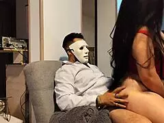 Antonella Bangs Halloween Masked Man Michael in Wild Roommate Clash